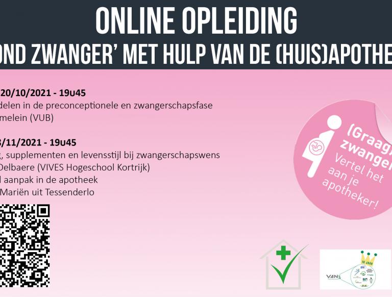 Flyer online opleiding "gezond zwanger" met hulp van de (huis)apotheker